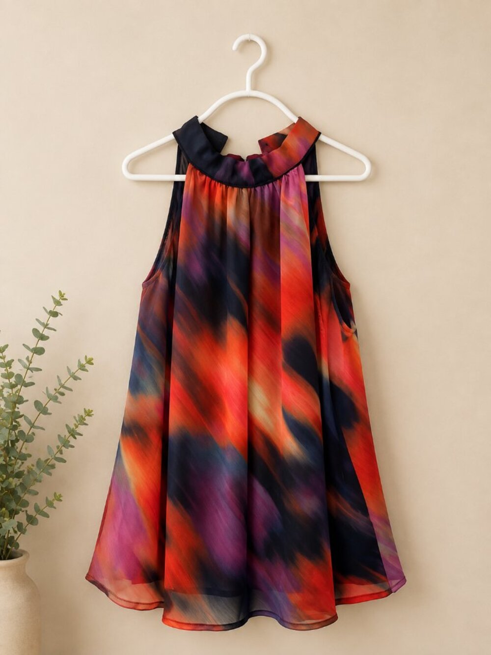 Liverpool Multicolor Halter Blouse in Red and Purple Wash